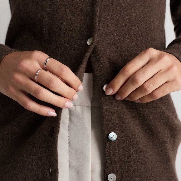 QUINCE Mongolian Cashmere Cardigan Sweater SMALL BROWN - Picture 3 of 4